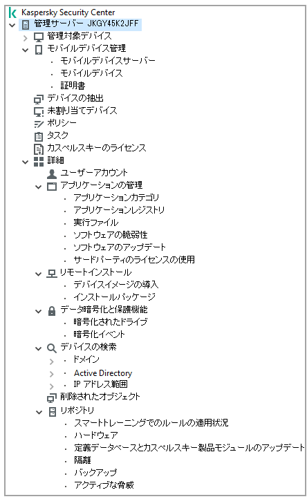 管理サーバーのディレクトリツリー。