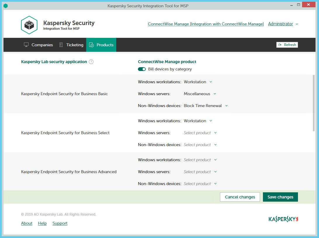 Mapping ConnectWise Manage products to security applications