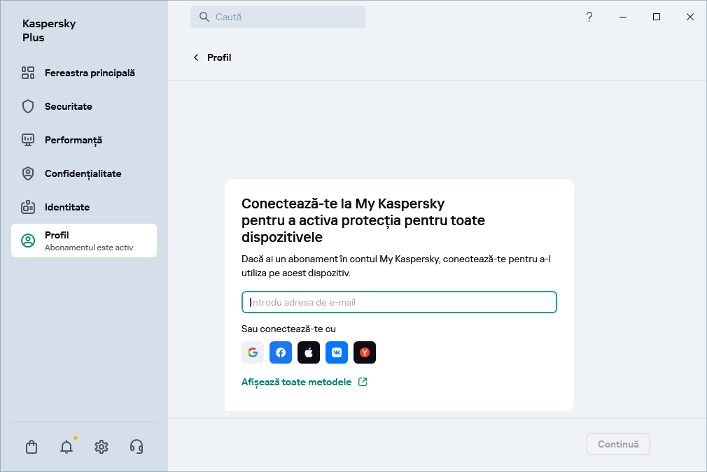 Pasul în care te poți conecta la My Kaspersky