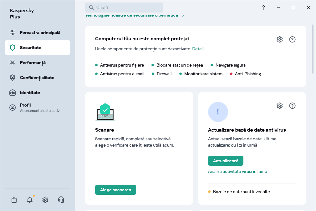Actualizare bază de date antivirus