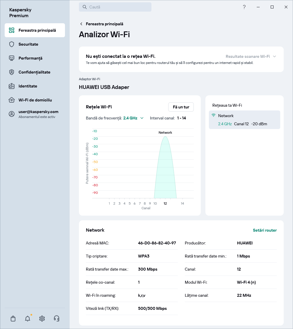 Fereastra care afișează rețelele Wi-Fi