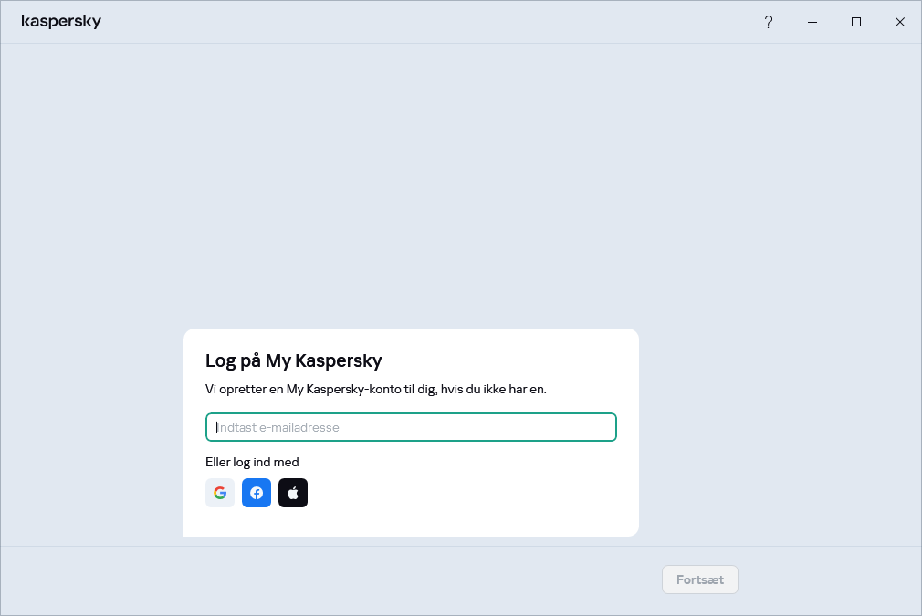 Trin, hvor du kan logge på My Kaspersky for at gendanne dit abonnement