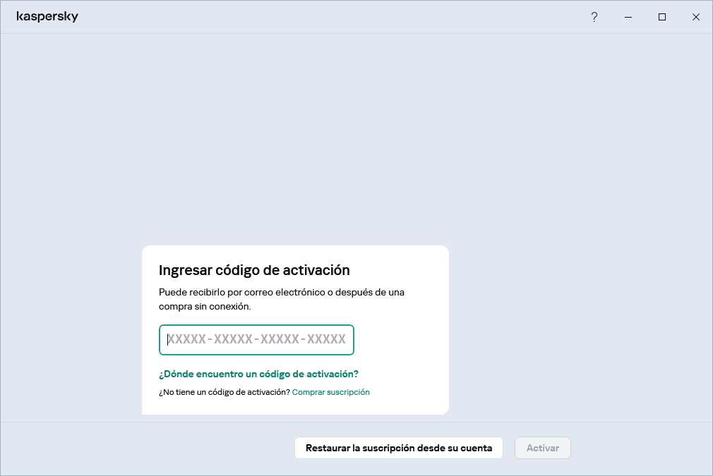 Paso en el que puede ingresar su código de activación
